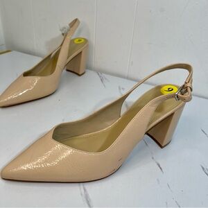 Marc Fisher Women's Catling Pump Cream Sling Back Faux Patent Leather Size 9M